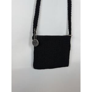 The Sak Crochet Crossbody Bag Black Mini Shoulder Purse Boho Festival Y2K EUC